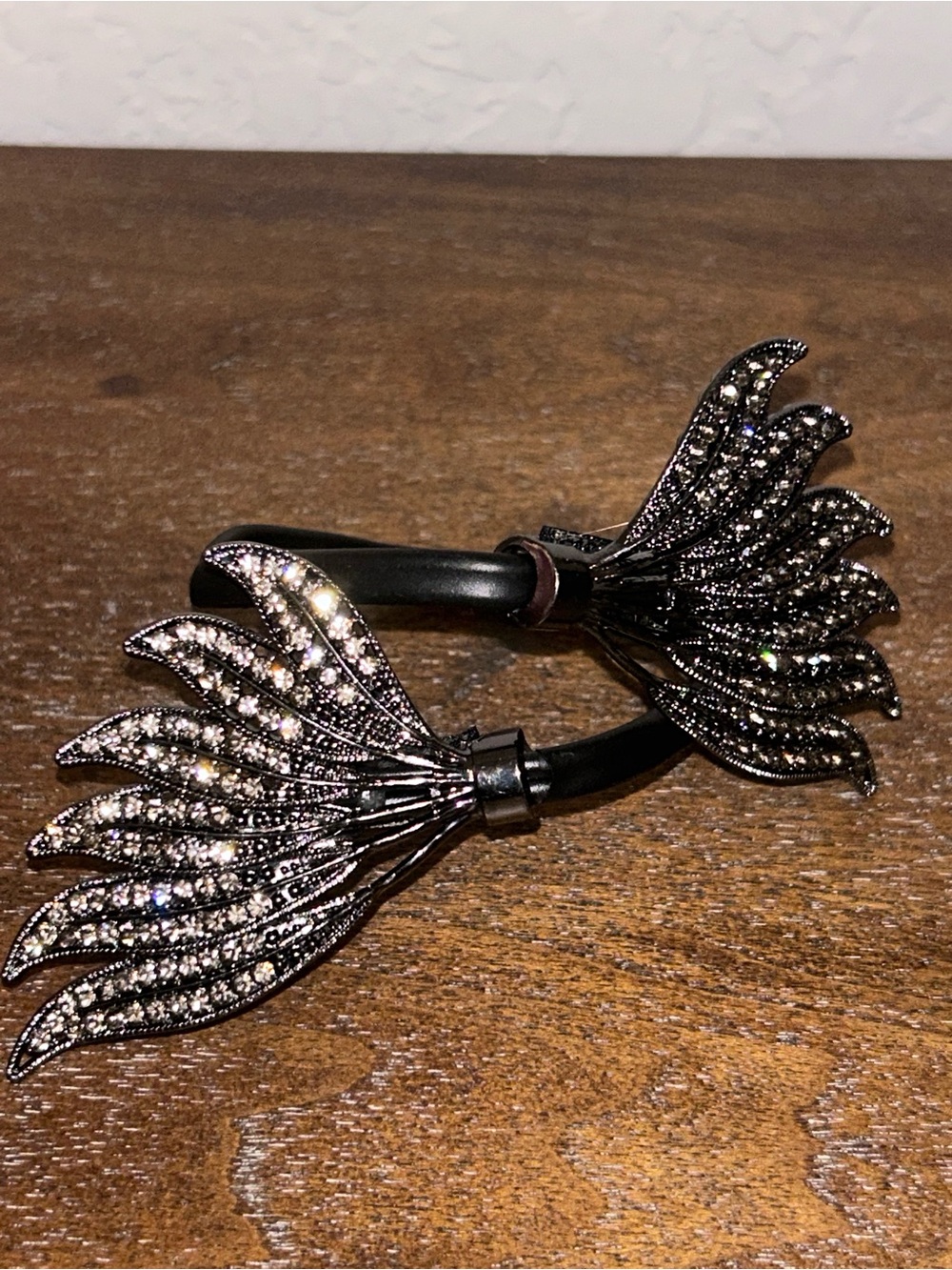 Handmade Adjustable Leather Wing Embellished Cuff Bracelet